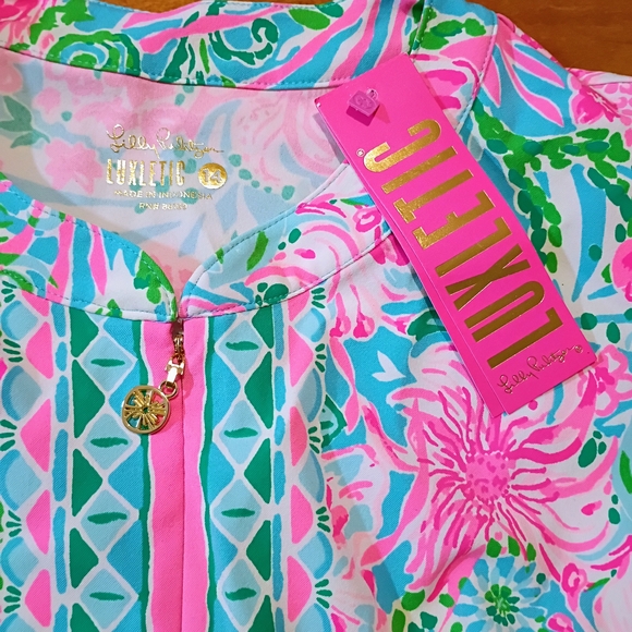 Lilly Pulitzer Vibrant Pink and Green Tropical Midi Dress - Picture 3 of 9